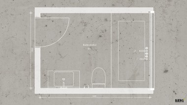 This is the floor plan of the 6 square meter bathroom by Bjerg Arkitektur (© Bjerg Arkitektur) This is the floor plan of the 6 square meter bathroom by Bjerg Arkitektur (© Bjerg Arkitektur)