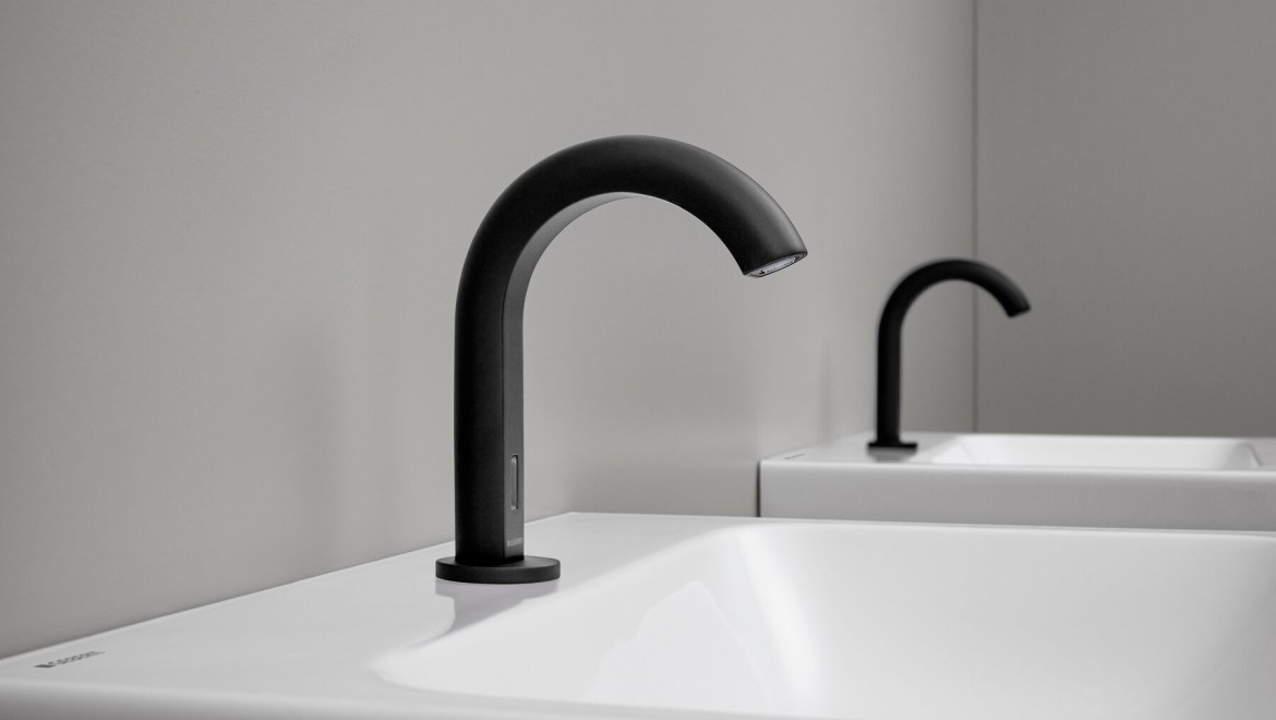 Piave deck-mounted taps in black matt (© Geberit) Piave deck-mounted taps in black matt (© Geberit)