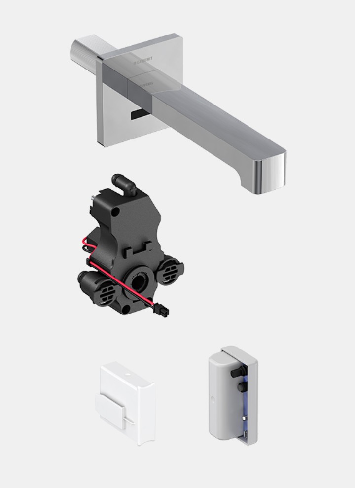 Geberit Brenta wall-mounted tap with self-sustaining power supply