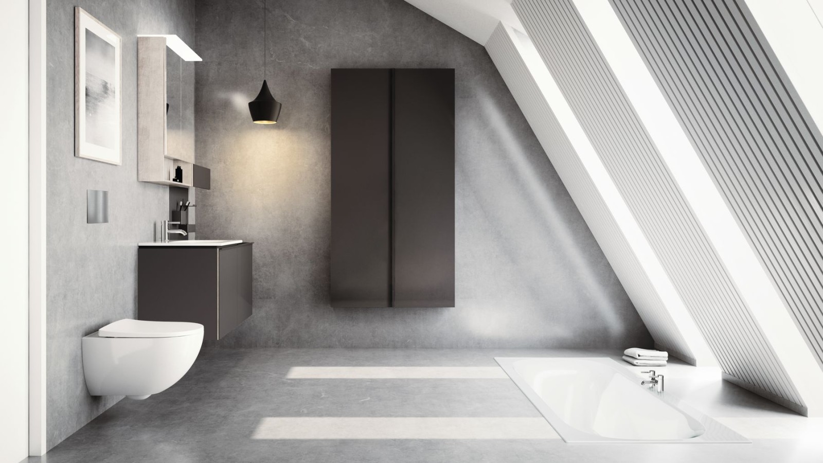 Geberit Acanto bathroom in a room with roof pitch
