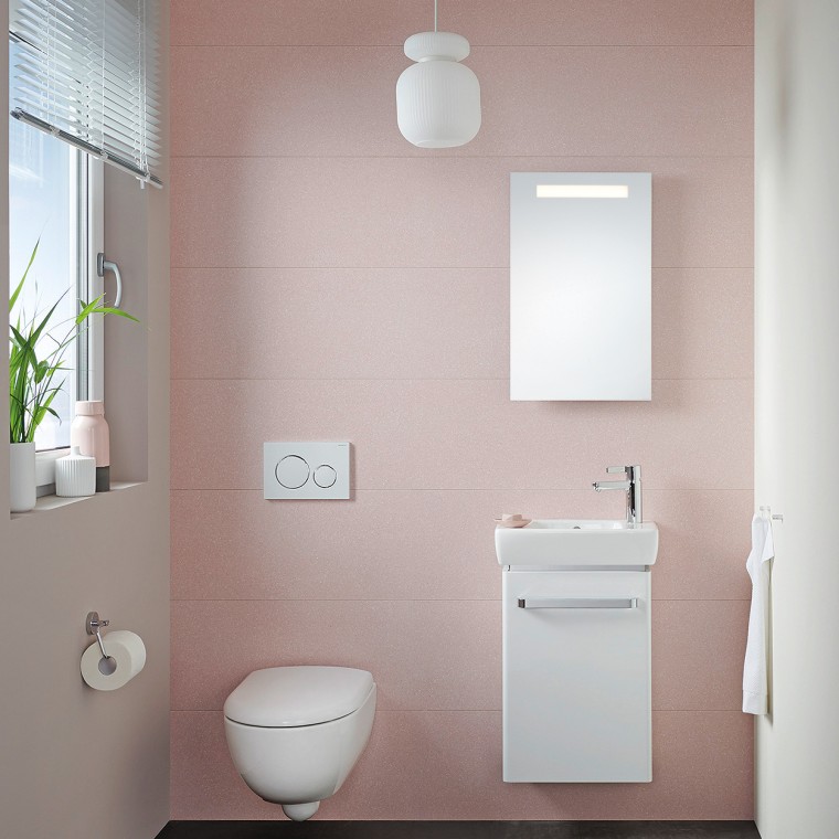 Small guest bathroom with Renova Compact handrinse basin and wall-hung WC