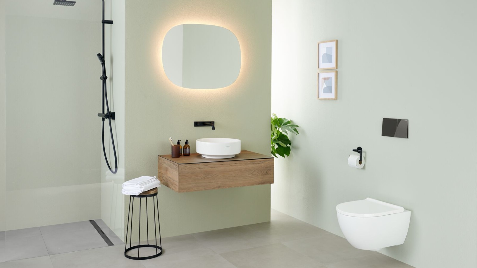 Geberit VariForm washbasin with Geberit Option mirror Geberit VariForm washbasin with Geberit Option mirror