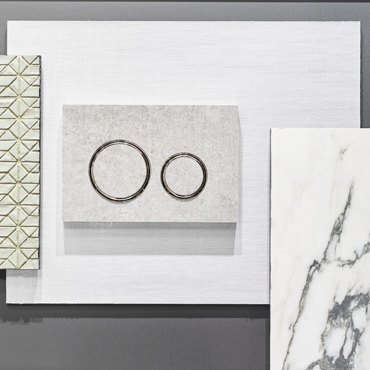 The Sigma 21 actuator plate in concrete look with chrome-plated design rings