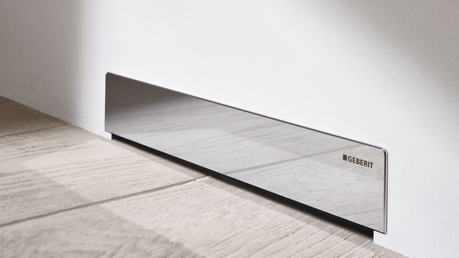 Geberit wall drain in polished stainless steel