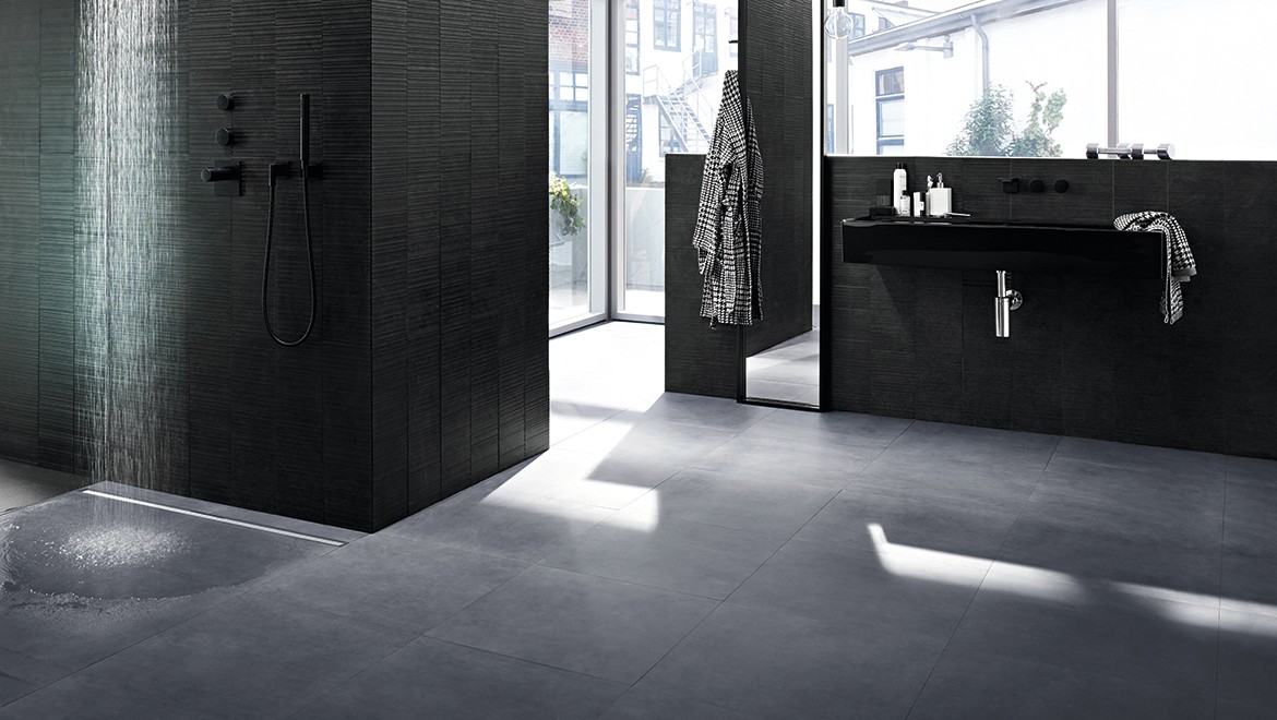 Bathroom with Geberit shower channel CleanLine Bathroom with Geberit shower channel CleanLine