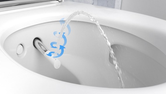 Geberit AquaClean shower toilet with spray nozzle