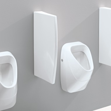 Geberit partition wall made of sanitary ceramic with hidden fastenings Geberit partition wall made of sanitary ceramic with hidden fastenings