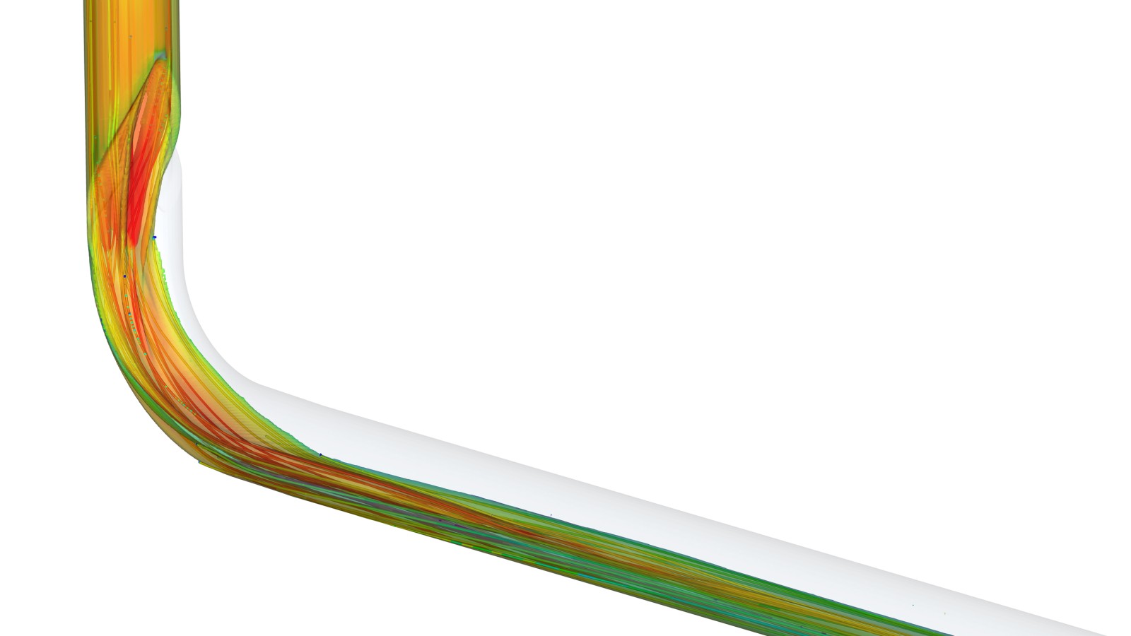 The CFD animation shows how little impulse the flow in the Geberit BottomTurn bend loses