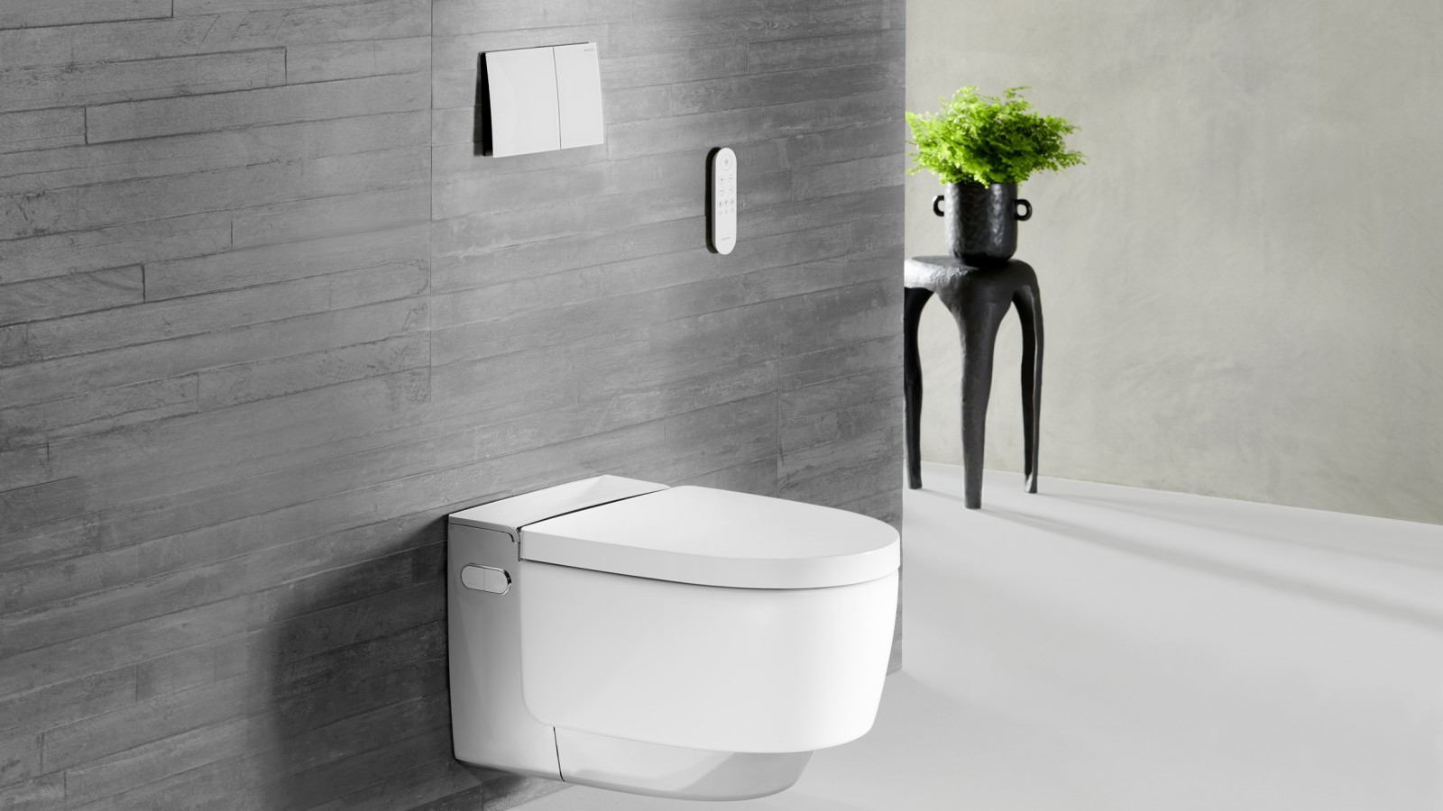 Geberit AquaClean Mera Comfort in chrome with Sigma70 remote control