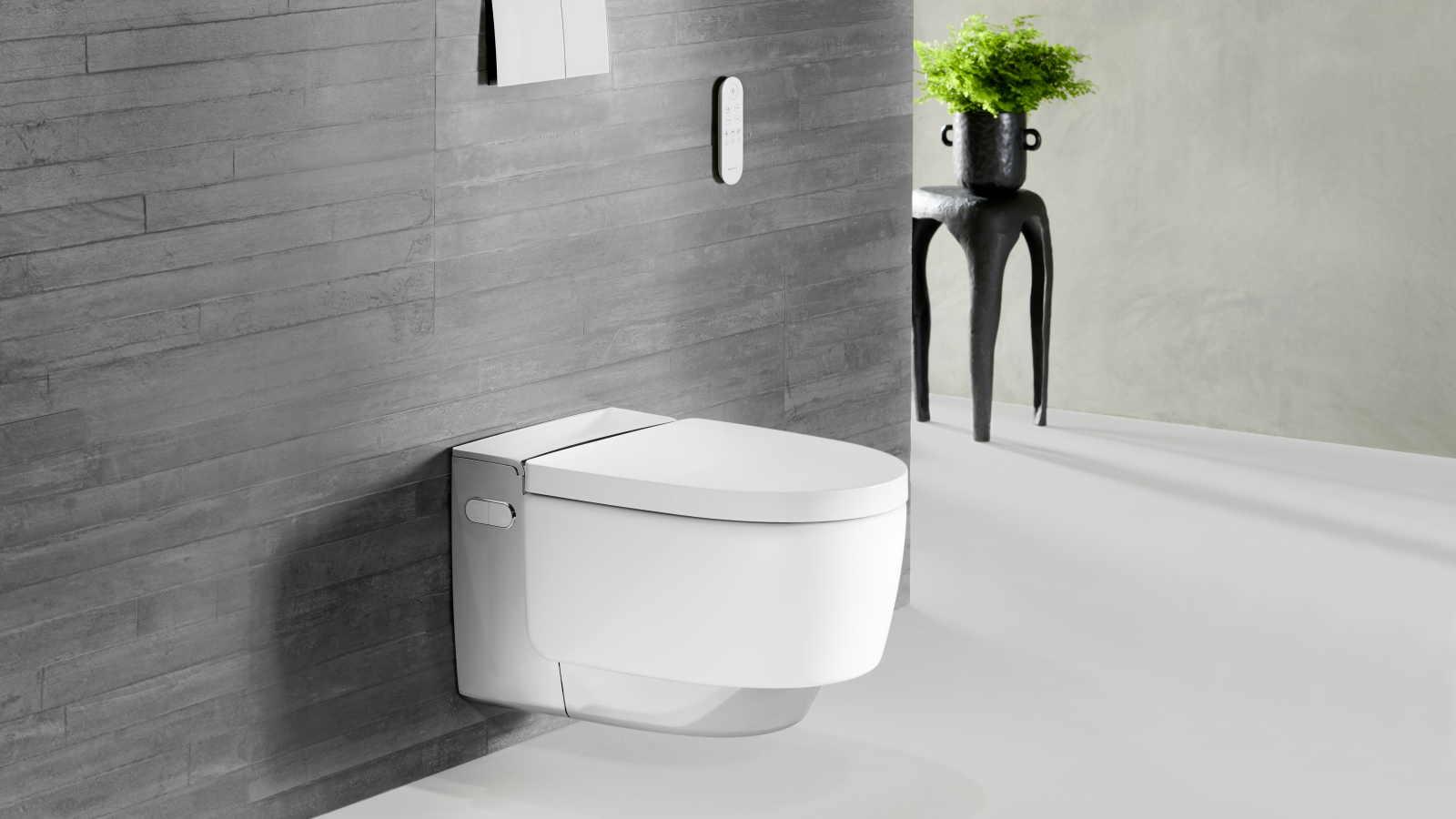 Geberit AquaClean Mera Comfort in chrome with Sigma70 remote control