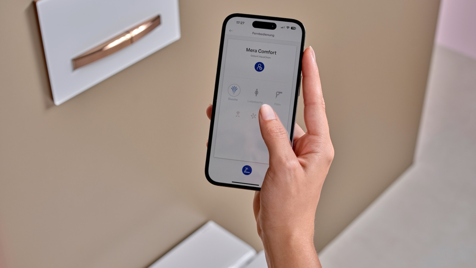 A convenient app allows users to control selected toilets and other bathroom products from Geberit