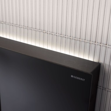 Orientation light on the Geberit Monolith Plus in black (© Geberit) Orientation light on the Geberit Monolith Plus in black (© Geberit)