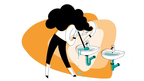Illustration of the clogged washbasin trap