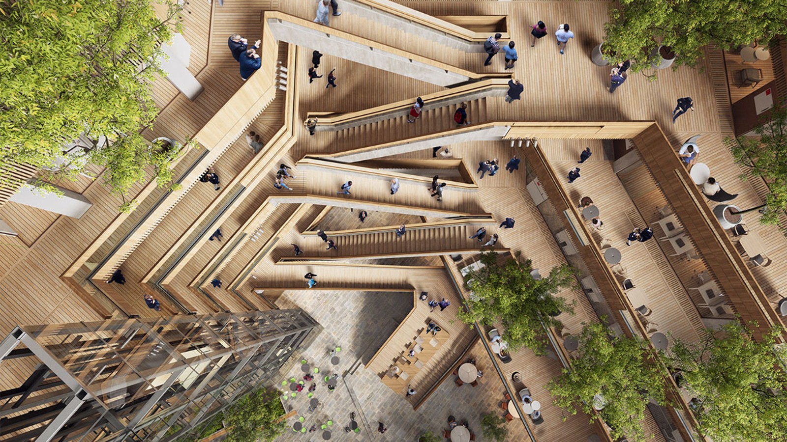 The heart of the new headquarters is the atrium, an inner courtyard around which stairs and lifts lead to the upper floors (©Foster&Partners)