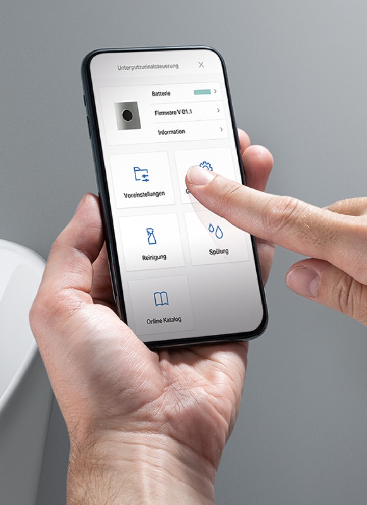 The Geberit Control app controls sanitary installations