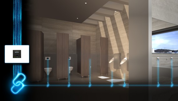 Networking a sanitary room in a non-residential building Networking a sanitary room in a non-residential building