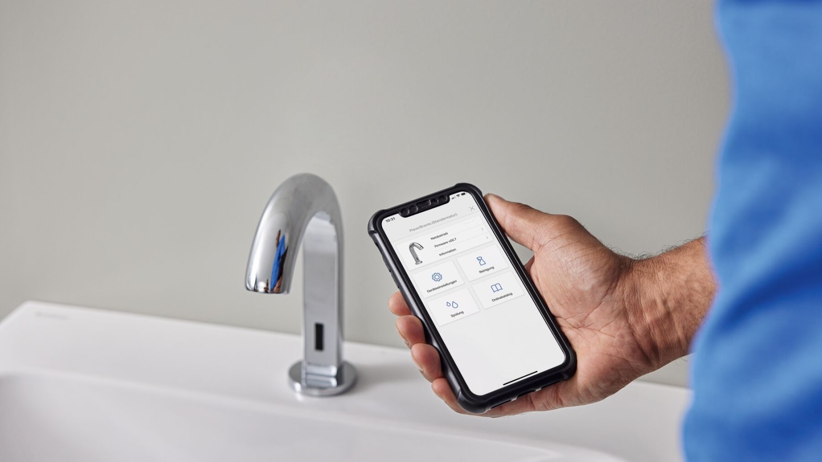 Setting Geberit washbasin taps via the Geberit Control app