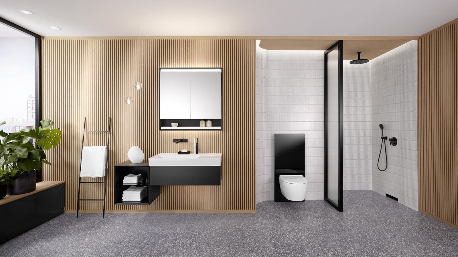 Geberit ONE bathroom with wall drain Geberit ONE bathroom with wall drain
